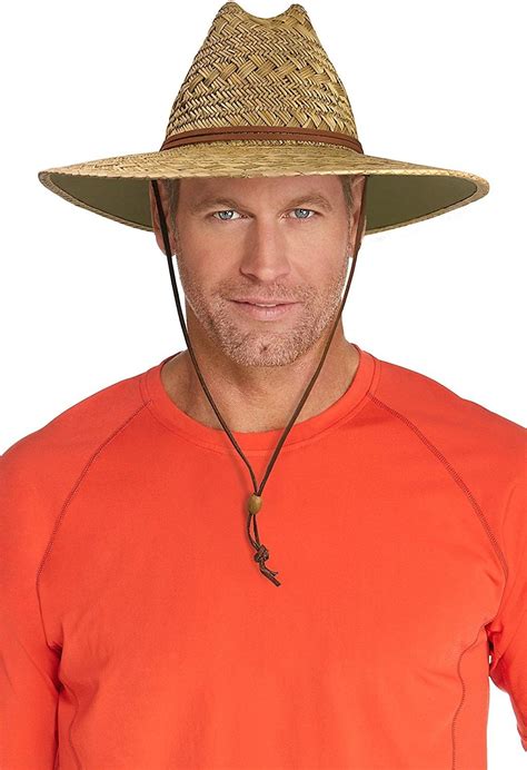 UPF 50+ Men's Straw Beach Hat - Sun Protective - Natural - CP12EGDDU37 ...