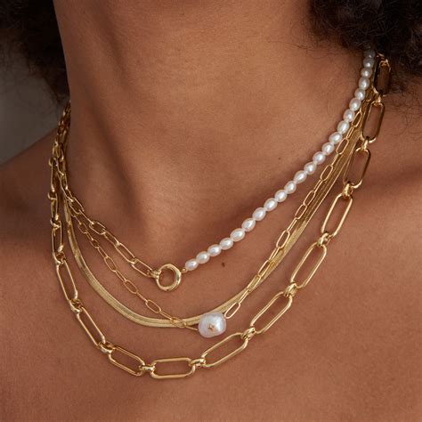 Gold Pearl Chunky Link Chain Necklace – Ania Haie