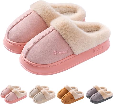 Pantuflas para Cálidas de Invierno Mujers, Peluche Piel Cerradas ...