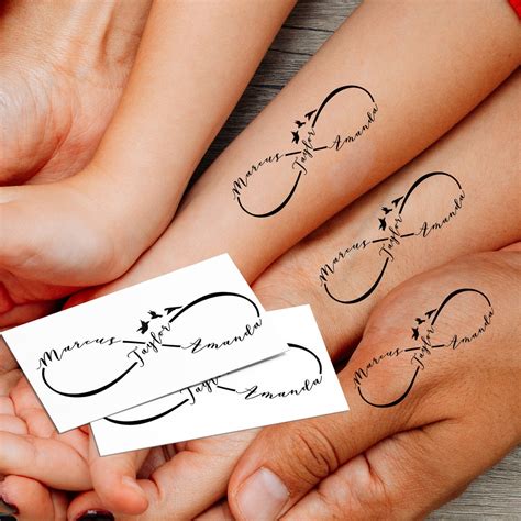 Infinity Custom Family Names Tattoo - Eternal Love - Temporary Tattoo ...