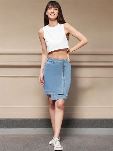 Buy Miss Chase Women Regular High Rise Above Knee Stretchable Denim ...