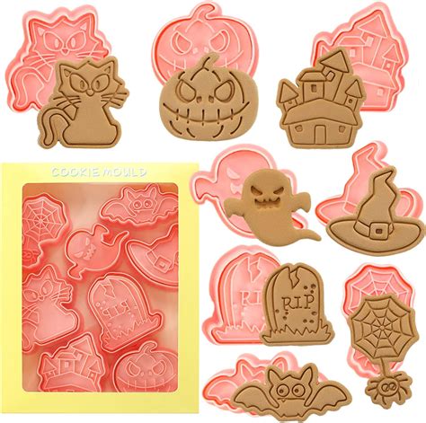 Crethinkaty Halloween Cookie Cutters-8Pieces Halloween Cookie Cutters ...