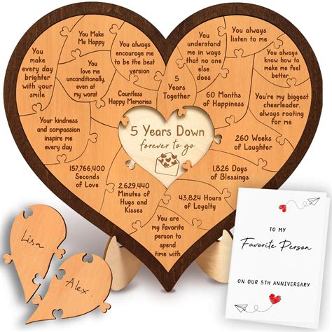 Amazon.com: Stofinity 5 Year Anniversary Wood Gifts For Him Her - 5th ...