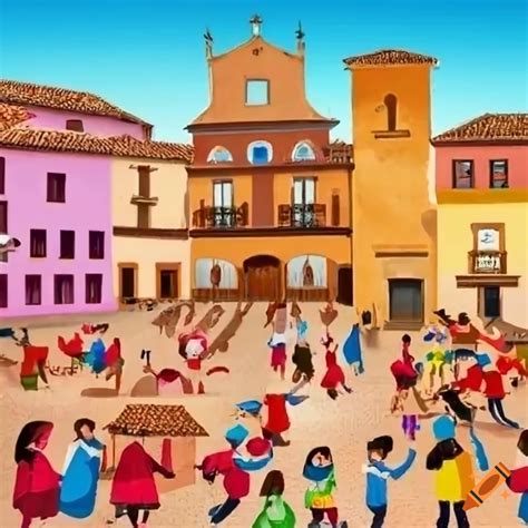 Collage of different festive scenes in Spanish villages showing the joy ...