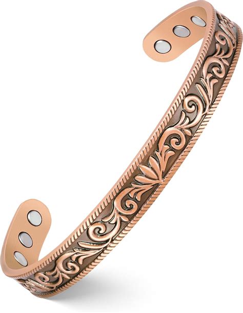 Amazon.com: Feraco Magnetic Copper Bracelets for Women Enhanced Strength Copper Magnetic ...