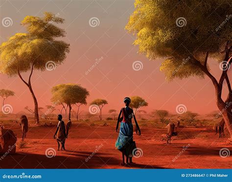 El Geneina, West Darfur, Sudan. Generative AI. Stock Illustration ...