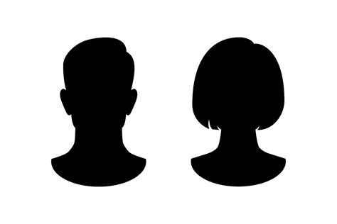 Female and male silhouette portraits. Anonymous faces icons, women and ...