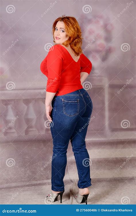 Woman with Red Jacket Standing on Bakground Woman Turned Her Back To ...