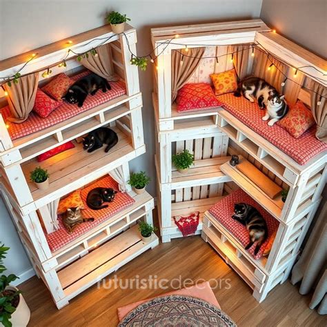 Wooden Pallet Cat Bunk Beds for Multi-Cat Homes with Style