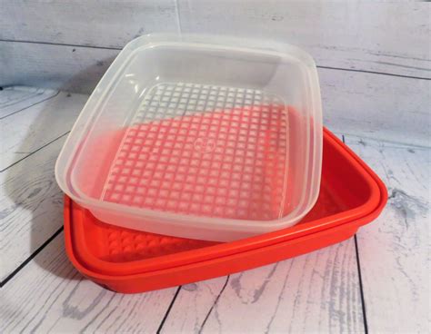 Large Orange Tupperware Marinade Container, Meat Keeper, Season Serve ...