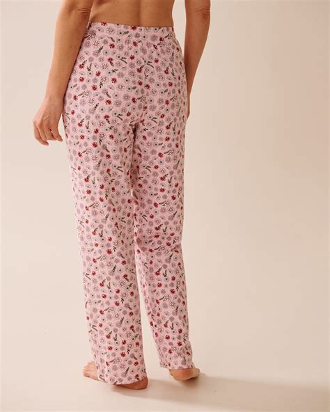 Pink Floral Print Ribbed Jersey Pajama Pants | la Vie en Rose