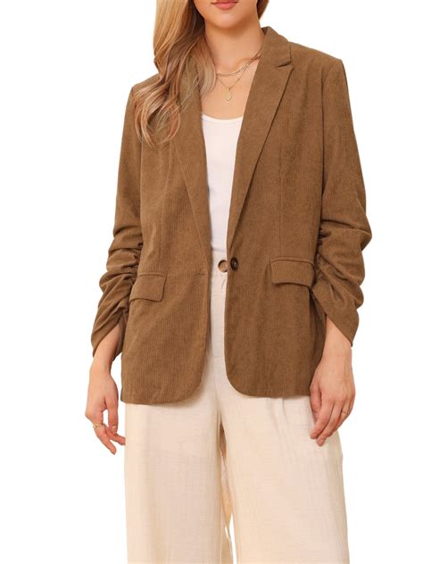 INSPIRE CHIC Corduroy Blazers for Women Dressy Casual One Button Lapel ...