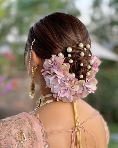 Indian Bridal Bun Hairstyle With Pearl For Wedding - K4 Fashion