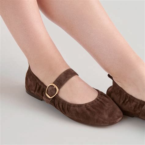 Caely Dk Brown Suede Ballet Flats | Dolce Vita