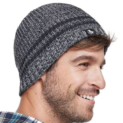 Merino Wool Skull Beanie-Mens Daily Warm Soft Winter Hat Stripe Mix ...