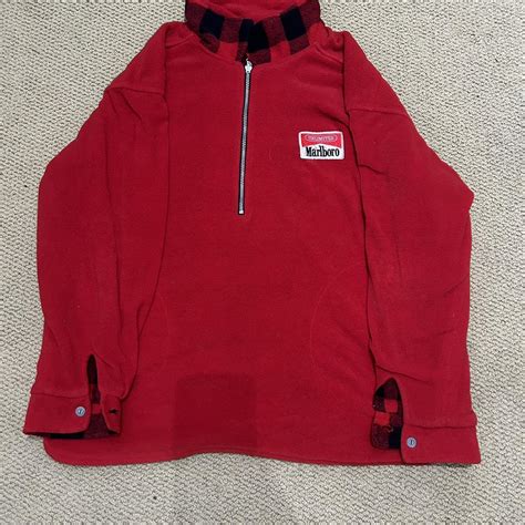 Marlboro Men's Red and Black Hoodie | Depop