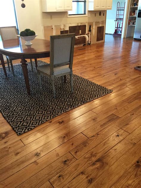 Minwax Early American stain on Pine. Solid Hardwood flooring in Kitchen ...