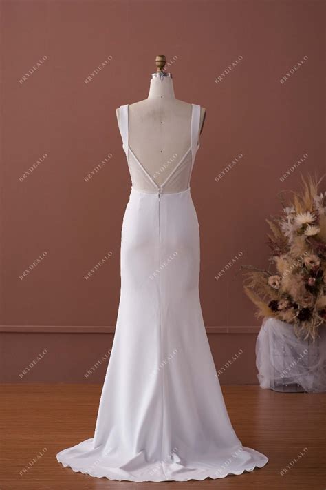 Wholesale Custom Crepe Bridal Dress with Detachable Overskirt