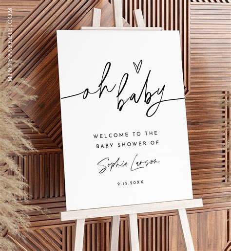 Baby Shower Welcome Sign Minimalist Baby Poster Oh Baby - Etsy