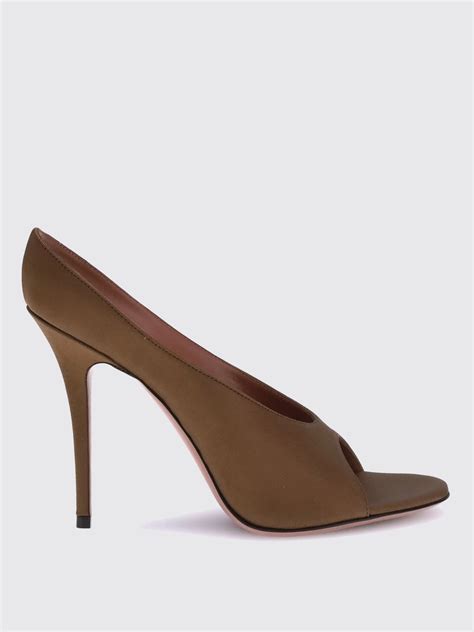 AMINA MUADDI: Shoes woman - Coffee | Amina Muaddi heeled sandal ...