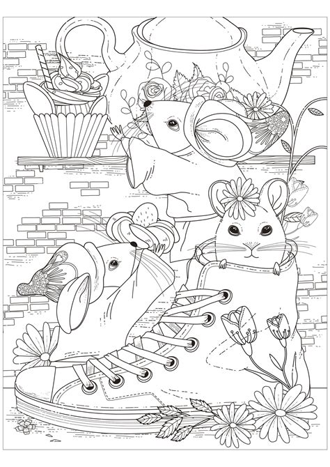 Mouse in shoe - Mouse Coloring Pages