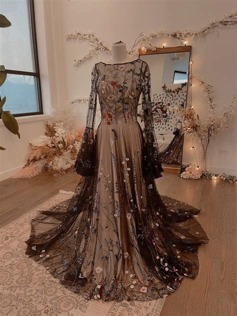 Color Wedding Dress Blue Boho Wedding Dress Floral - Etsy