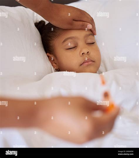 Sick Little Girl In Bed