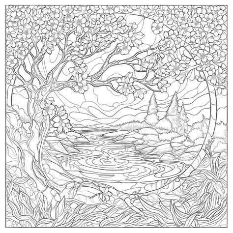 Frühling zum Ausmalen für Erwachsene | Ausmalbilder Mimi Panda