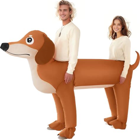 XYJKIDSES Couple Inflatable Dachshund Costume for Adult Halloween Blow ...
