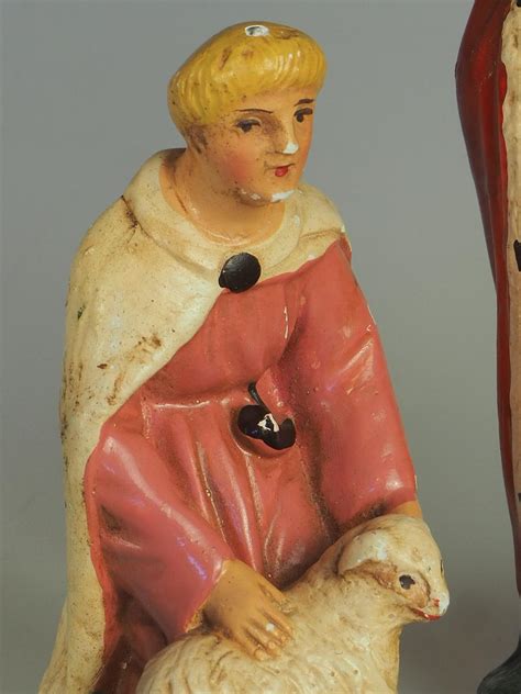 Antique Hand Painted Plaster Nativity Set at 1stDibs | antique nativity ...