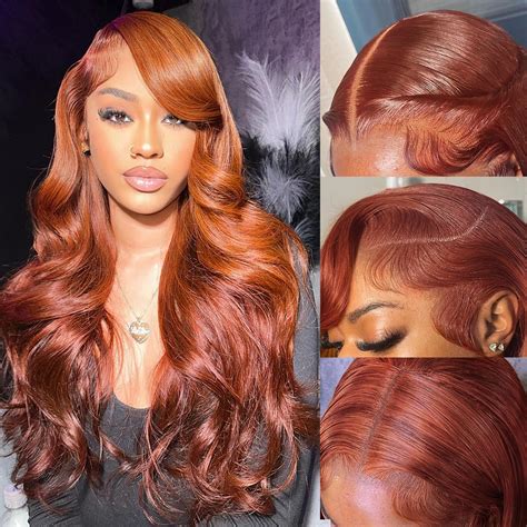Amazon.com : 28 Inch Reddish Brown Lace Front Wigs Human Hair Body Wave ...