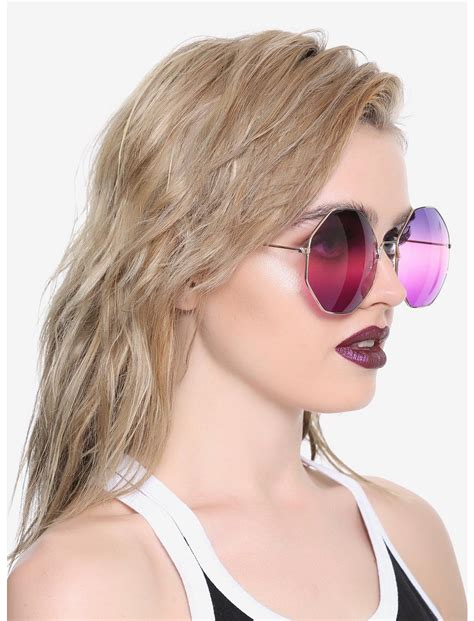 Octogon Purple Lens Sunglasses | Hot Topic