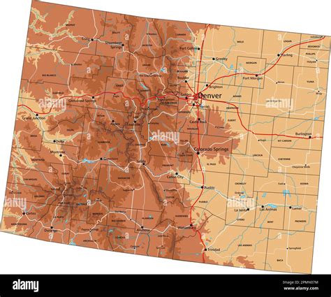 Physical map of colorado