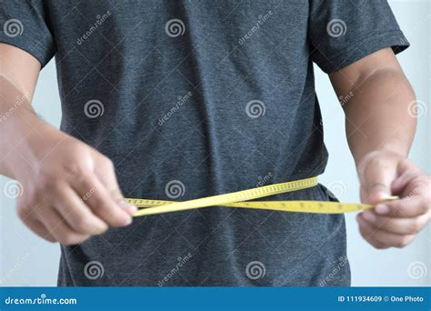 Man Checking Waistline Body Shape Waist Measure Tape Stock Image ...