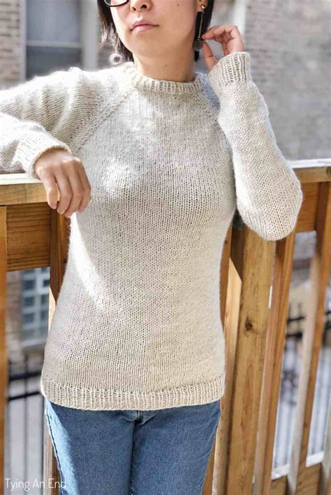 Beginner Knit Raglan Sweater - Pattern Review - Tying An End | Pullover ...