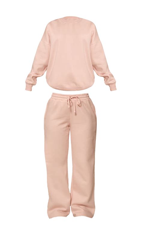 Baby Pink Oversized Sweat Tracksuit Set | Athleisure ...