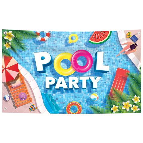 Katchon Xtralarge Pool Party Backdrop 72x44 Inch Pool Party Banner ...
