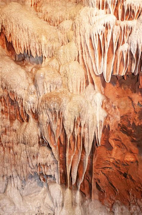 Calcite inlets, stalactites and stalagmites in large underground halls ...