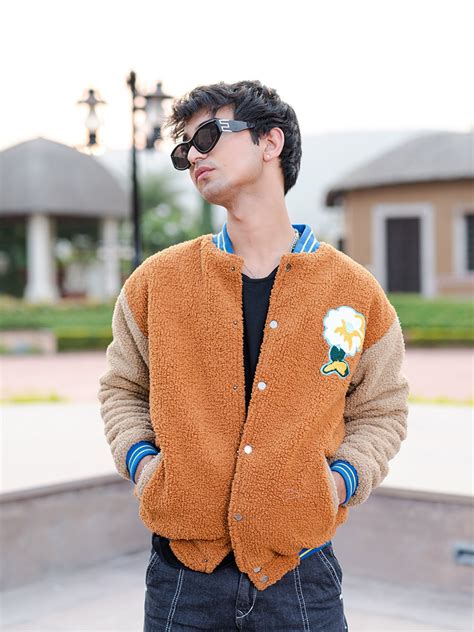 Burnt Orange Floral Fleece Sherpa Jacket – kirdaram.com