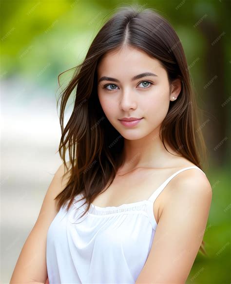 Premium Photo | Portrait close up of young beautiful brunette woman summer outdoors