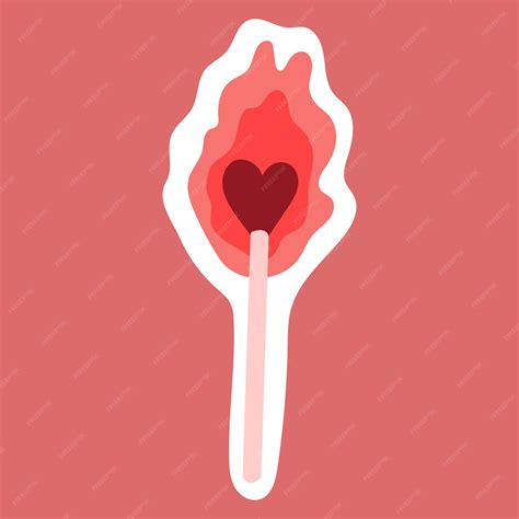 Premium Vector | Hand drawn burning match with heart shape head