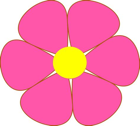 A Vibrant Clipart Image Of A Flower With Bright Pink Petals And A Bold ...