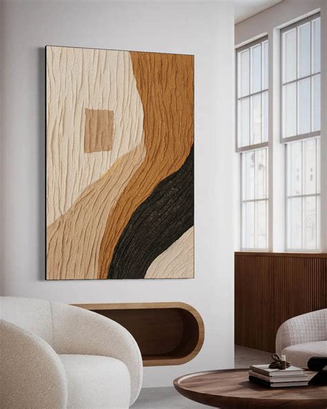 3D Plaster Art Brown 3d Textured Abstract Painting 3D Minimalism ...