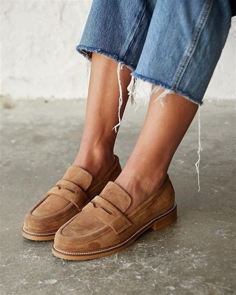 Women's Brown Suede Penny Loafer,black Leather & Beige Suede Penny ...