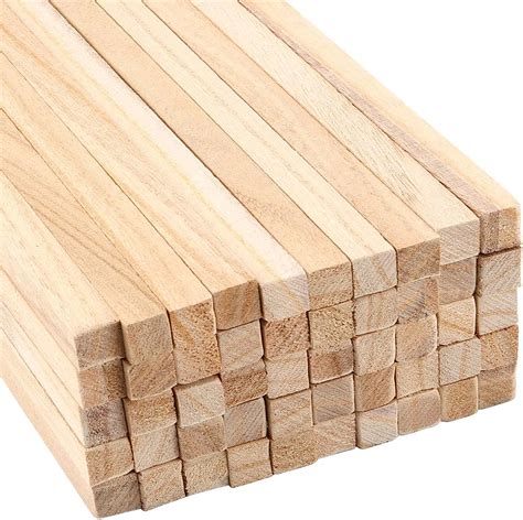 Amazon.com: JAPCHET 100 Pack 12 x 1/2 x 1/2 Inch Square Wooden Dowels ...