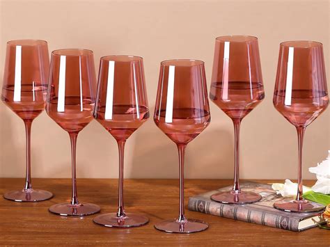 Amazon.com | comfit Red Colored Wine Glasses Set of 6-14 oz, Unfading ...