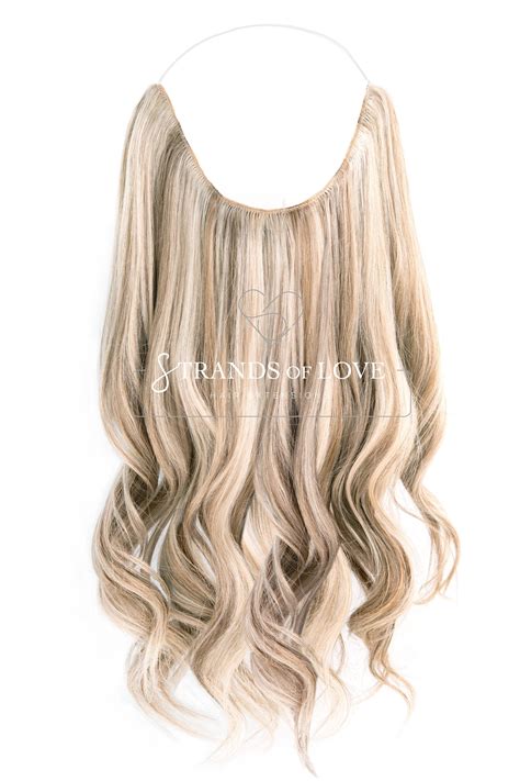 20 Inch / 50 cm Halo Hair Piece -Ash Blonde Highlight (#Silver/7 ...