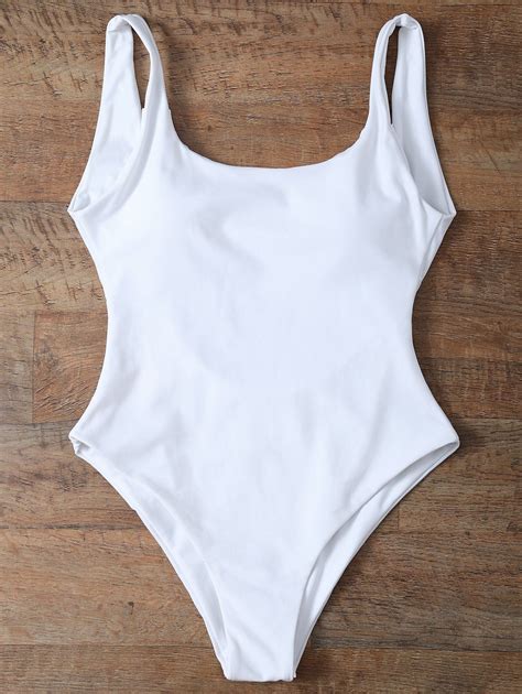 White M High Cut Backless Unlined One Piece Swimwear | Rosegal.com