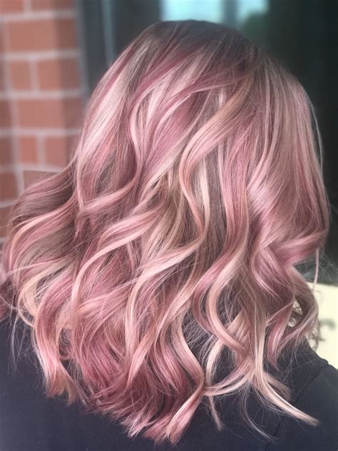 Rose & Blonde Highlights @aimeewaitehair | Pink blonde hair, Blonde ...