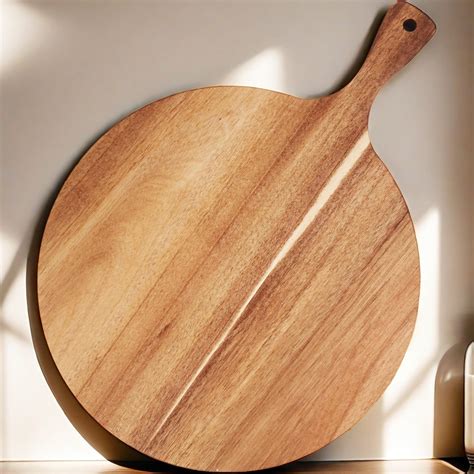 Amazon.com: Acacia Wood Cutting Board with Handle - Round Paddle for ...